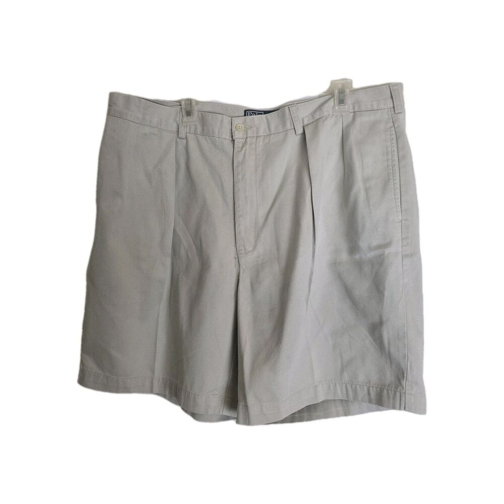 Vintage Polo Ralph Lauren Tyler Chino Shorts Men 42 Actual 40X9 Pleated Khaki